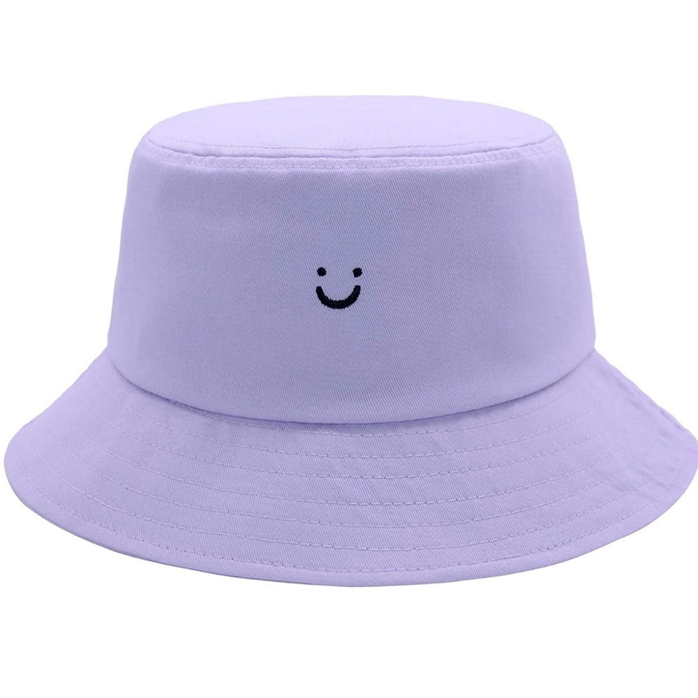 Light purple smile bucket hat outdoor